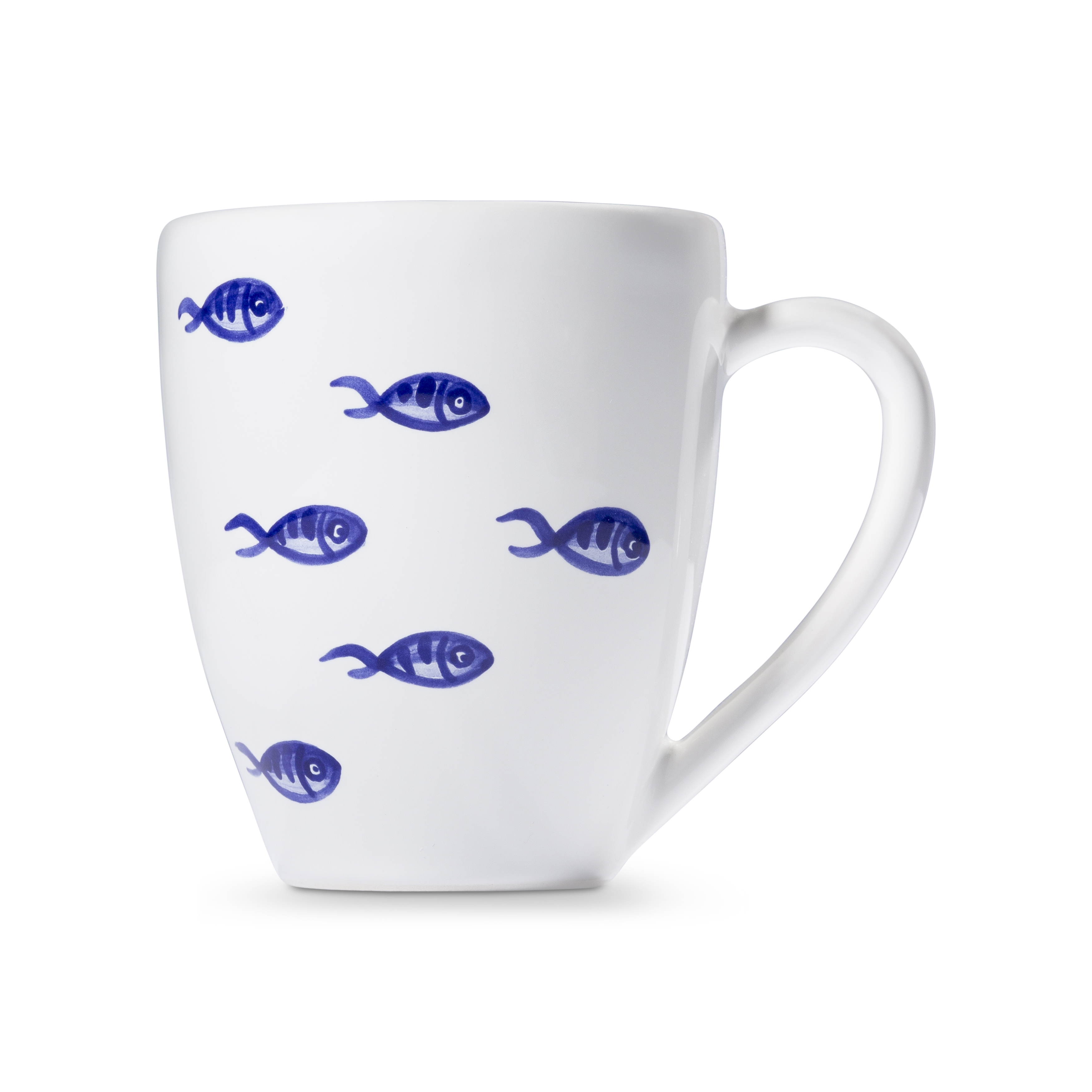 Frühstücksbecher im Design "Blauer Fischschwarm" 
