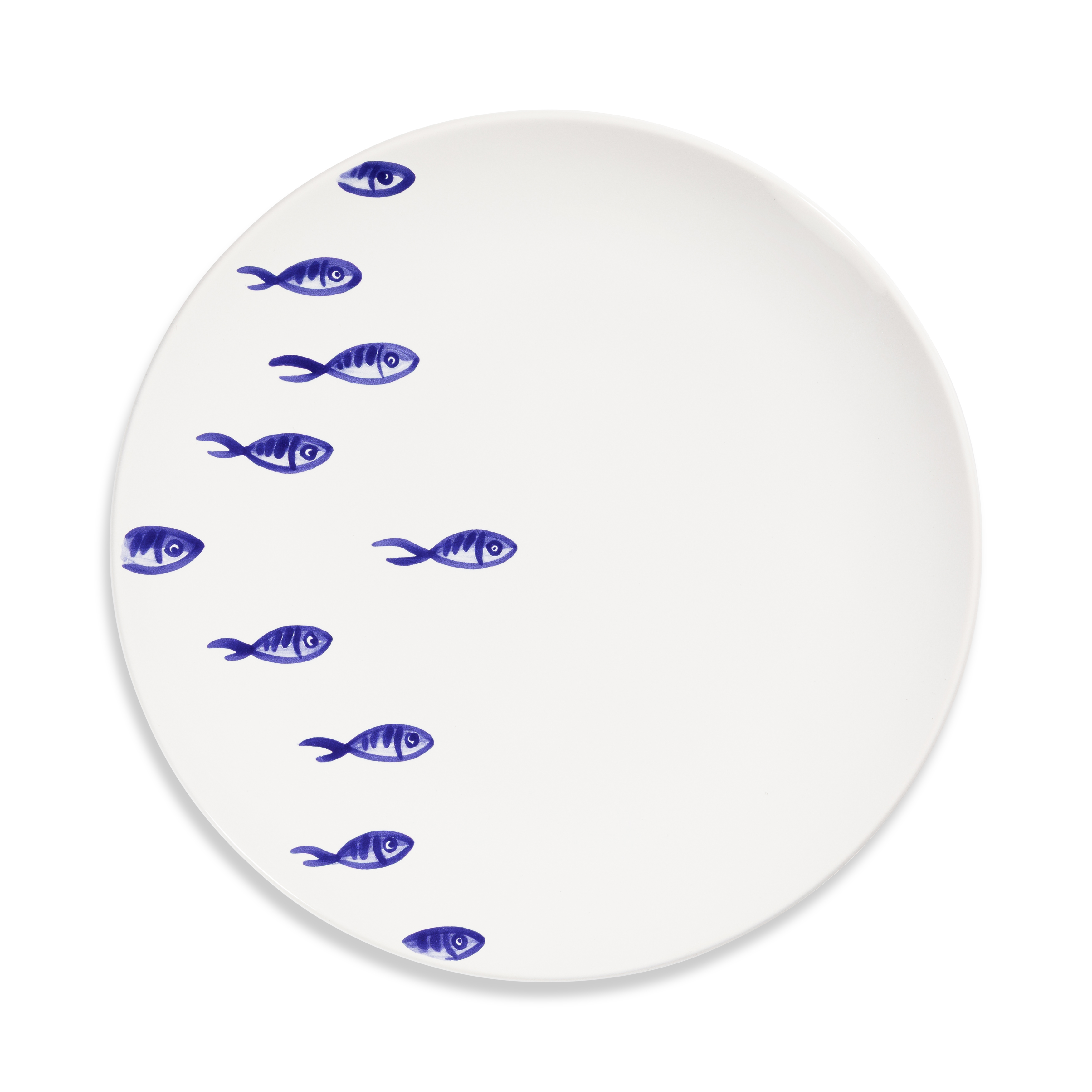 Speiseteller im Design "Blauer Fischschwarm" 