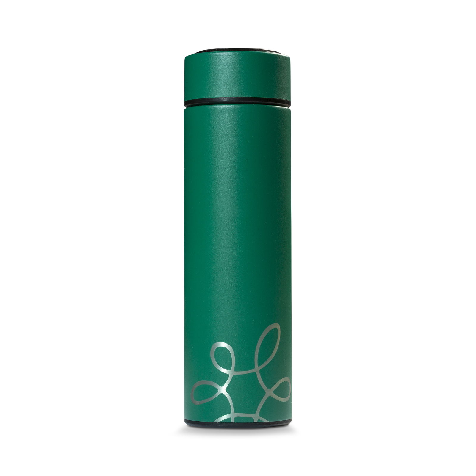 Water Bottle, green with silver flame
